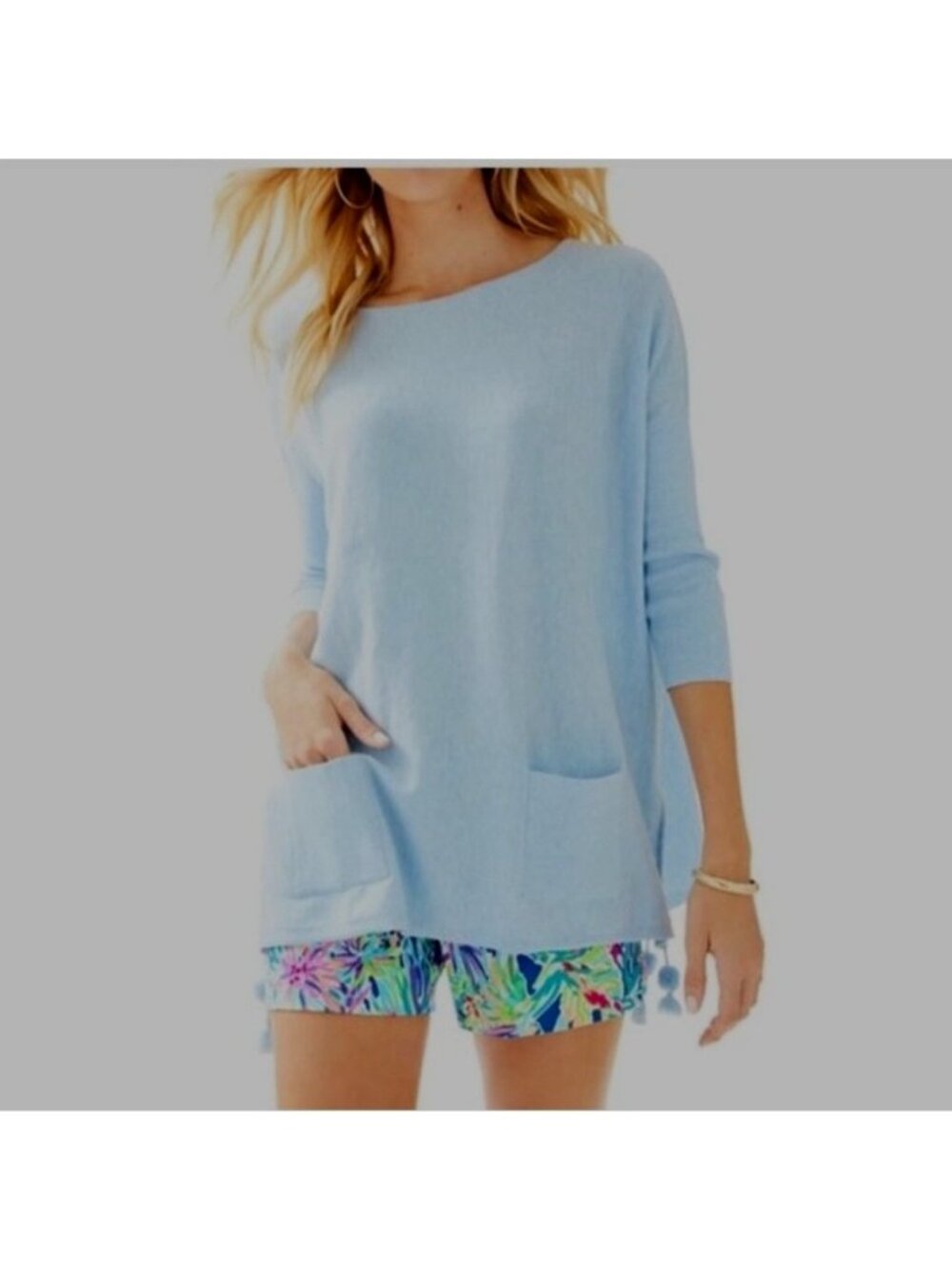 EUC  Lilly Pulitzer Elba Tunic Mint Green Tassel Coolmax Knit Preppy Coastal M